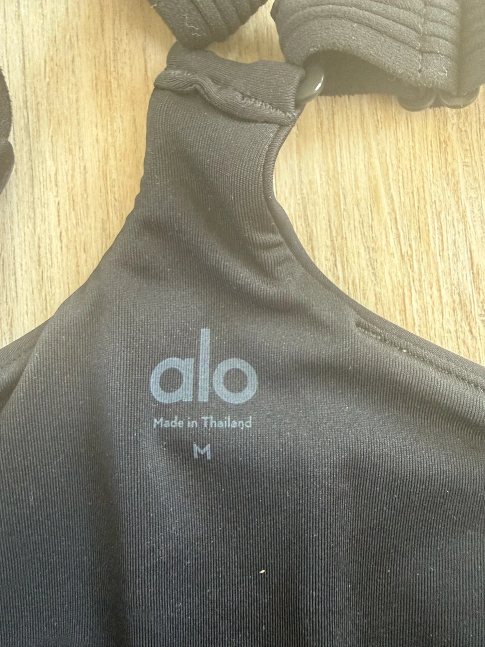 ALO Yoga Black Leggings & Sports Bra Set with White Piping